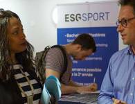 Le Directeur de l’ESG Sport avec Laura Flessel, Ministre des Sports, lors du Sport Job Day la ministre des sports se rend au salon sport job day de esg sport
